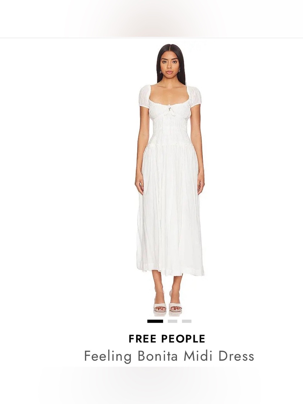 NWT Free People White Midi Dress with Puff Sleeves